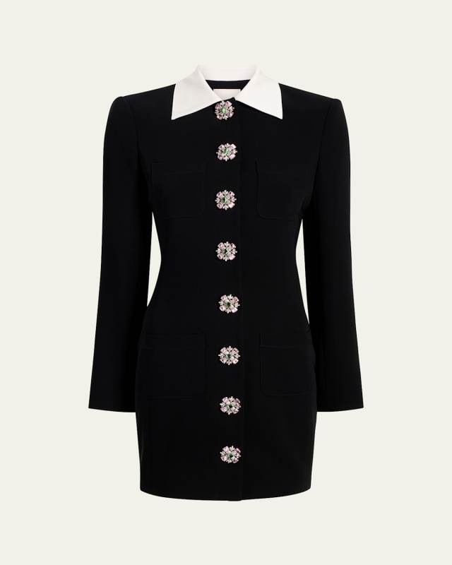 Sheryl Tailored Crystal-Button Mini Dress